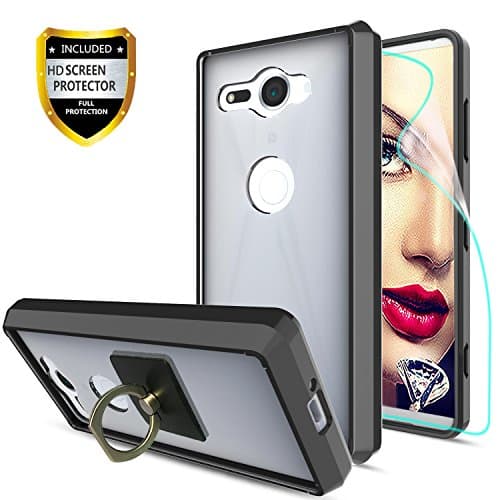 Sony Xperia XZ2 Compact Clear Case With HD Screen Protector + Phone Stand,Athchu [Anti-Scratch] [Shock Absorption] [Air Hybrid] Ultra Slim Bumper Phone Cases Cover For Sony Xperia XZ2 Compact-CB Black