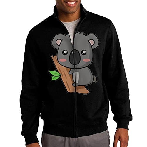 Anzhuzhen Cute Koala Men's Solid Stand Collar Zipper Jacket Size XXL