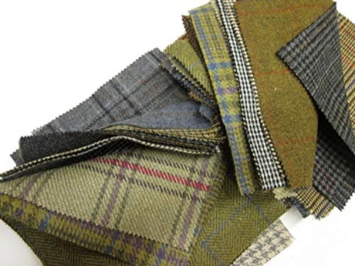 Tweed Patchwork 100% Wool Remnant Offcuts Squares 20 Pieces 23cm (9")