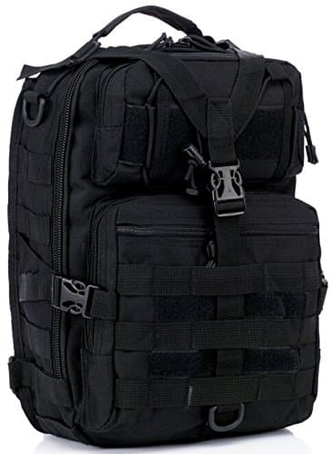 Tactical Messenger Bag Single Strap Sling Style Backpack Medium Daypack Bag For Army Assault Bug Out Rucksack Outdoor Hiking Sport Camping Hiking Shooting Bag (Black)