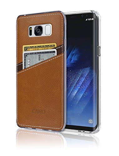 S8 Case [Leather Back Cover] [Wallet Case] [2 Card Holder] S8 Soft Slim Fit Hybrid Polyurethane TPU Flexible Bumper Slot Lightweight Shock Absorbing Protection For Samsung Galaxy S 8 (Brown)