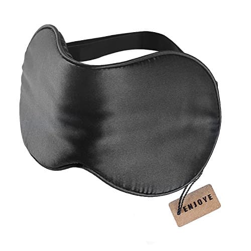 Silk Sleep Mask, Blindfold, Super-Smooth Soft Eye mask, for A Full Night’s Sleep, for Kids and Adult, Best for Travel Sleeping by ENJOYE (Black)