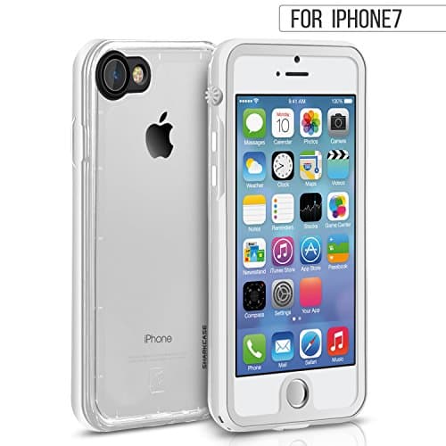 SHARKCASE iPhone 7 Waterproof Case, Clear Underwater Full-Sealed Hard Cover, Shockproof Snow Dust Proof Protective Case for iPhone 7, Grey [4.7inch] (4.7'' White)