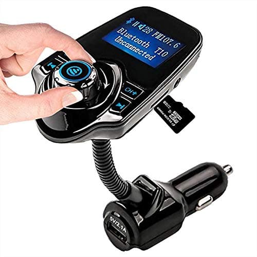 Car FM Transmitter Bluetooth Wireless Radio Adapter Car Kit Bluetooth Audio Receiver Hands Free Calling Music Player with USB Port and Aux Inputt/Output TF Card 1.44