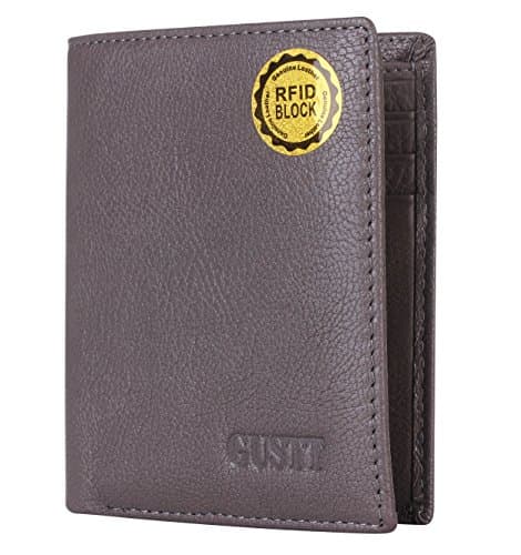 GUSTT® Top Rated RFID Blocking Secure Genuine Leather Passcase Bifold/Trifold Wallets (GV-gray)