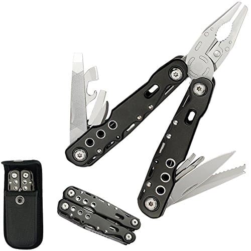 Multitool Plier Stainless Steel 14 in 1 Portable Multitool with Nylon Sheath, Plier, Saw, Bottle &amp;Can Opener, Screwdriver, Knife and Metal File-black by XuCoo