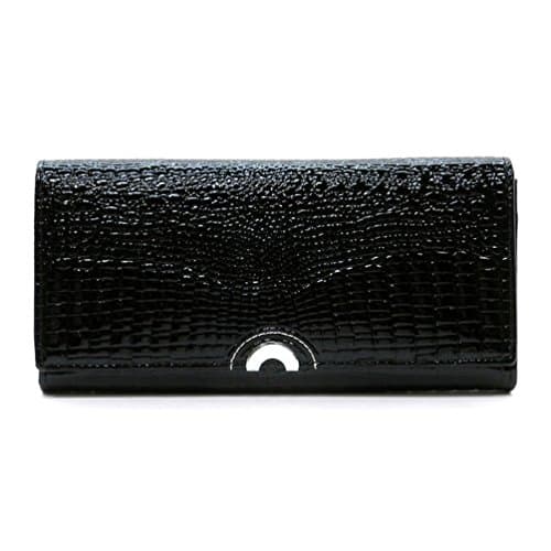 Genuine Leather Crocodile Pattern Multi Clutch Wallet Womens Organizer Wallet (Aw0100) (Black)