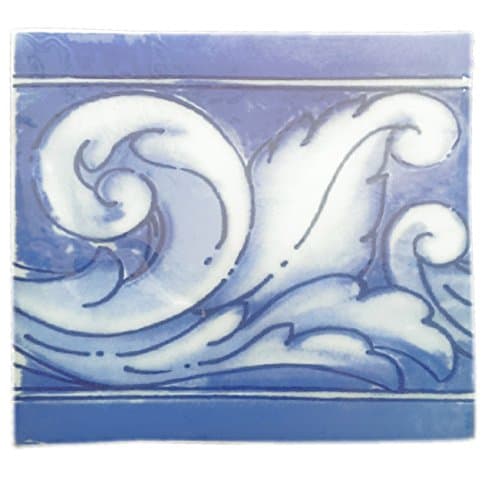 Ceramic Tile Ocean Waves 13x13 cm, 4 ct (Blue)