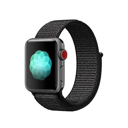 Tentan Woven Nylon Strap Replacement Sport Loop Nylon Band for Apple Watch Band Series 3 Series 2 Series 1 All Versions (38MM Black)