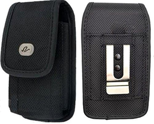 Vertical Rugged Canvas Case Cover Holster with Fixed Belt Clip and Belt Loop FOR Lenovo A7000 Turbo* Fits phone w/ DUAL Thick Layer Case on it *