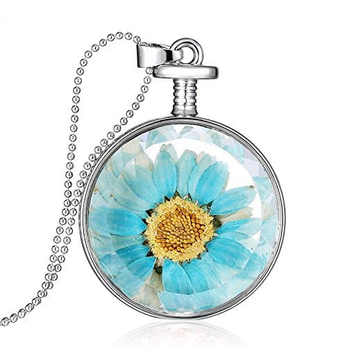Mr Rabbit Acid Blue Golden Aster specimen Solid glass Circular-shaped pendant nacklaces, Creative Design