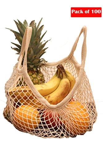 EuroSac Natural Cotton String Bag (100, Short Handle)