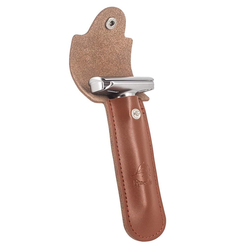 Double Edge Leather Razor Case -Genuine Leather Double Edge Safety Razor Perfect for Any Safety Razor. Keeps Your Razor and Razor Blade Safe. Extra Wide top to fit All Kinds of Razors