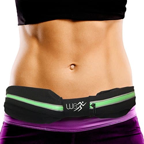 RUNNING BELT iPHONE 8 - KEEPS PHONE AND KEYS SAFE AND DRY! Waterproof Reflective Fanny Waist Pack with Dual Pouch - Fits Large Phones Like Samsung Galaxy - ZERO BOUNCE with!
