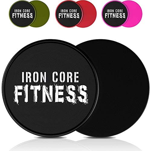 Iron Core Fitness 2 x Dual Sided Core Sliders Ultimate Core Trainer | Gym, Home Abdominal & Total Body Workout Equipment | for use on All Surfaces
