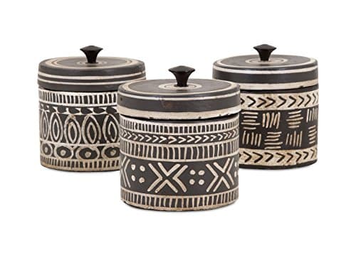 3-Pc Tribal Lidded Jar Set