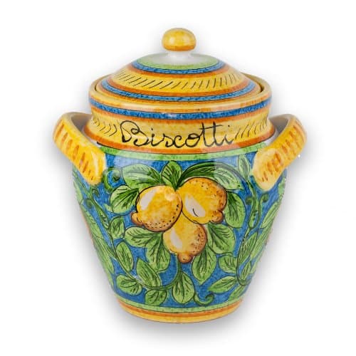 Hand Painted Limone Biscotti Jar from Italy