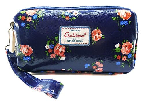 BDJ Multi-function Printed Oil-Coat Fabric Bag Wristlet Purse Wallet Pouch, Roses