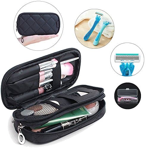 Makeup Brush Bag with Extra Smooth Women's Razor Blade, 2-layer Portable Travel Cosmetic Bag with Premium Makeup Brush Set,Profession Makeup Bag with Mirror for Women  (Razor with makeup bag)