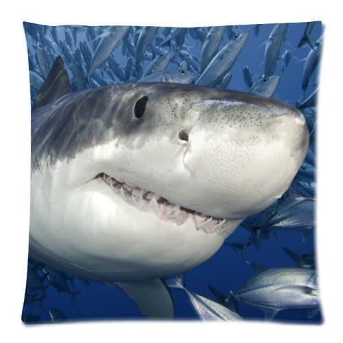 Great White Shark Cushion Case - Decorative Square Throw Cushion Pillow Case Pillow Shell Pillowcase - 18x18 inches, Twin-sided Print