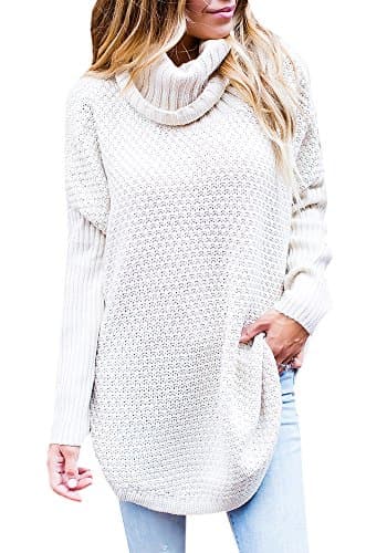 MY4168 Tutorutor Women's Oversize Turtleneck Batwing Loose Knit Pullover Sweater Knitwear