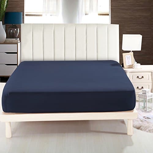 Lullabi Bedding Microfiber, Double-Side Brushed Finish, , Wrinkle, Fade, Stain Resistant, One Fitted Bed Sheet (Twin, Navy)