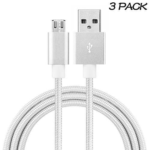 Universal Micro USB 1.5M 4.5FT Colorful Fabric Braided Data Cable Micro USB Data Sync Cable Charger Charging Cord for Android Samsung Galaxy S2 S3 S4 Note 2 HTC EVO One X S-White£¨3 Packs£
