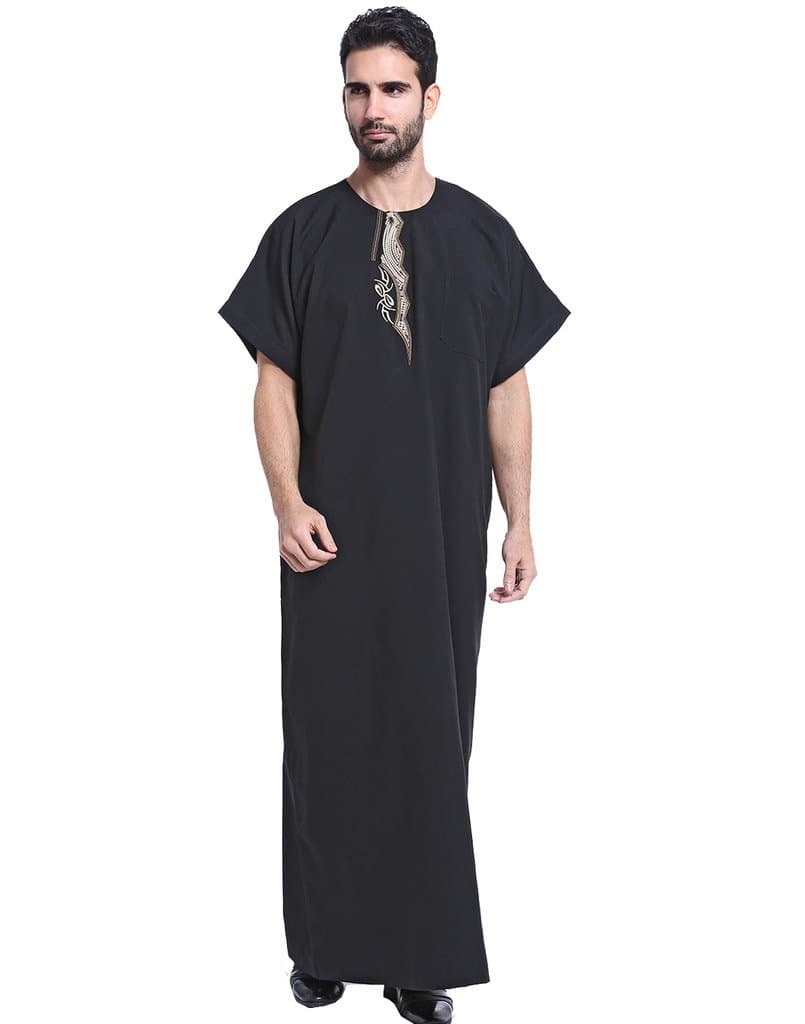 Men 's Muslim Thobe with Short Sleeves