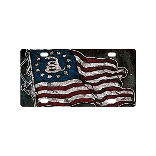 Libby Baldwin Special Design Retro Style Gadsden Flag Don't Tread on Me Logo License Plate for Car/Car Tag 12" X 6"