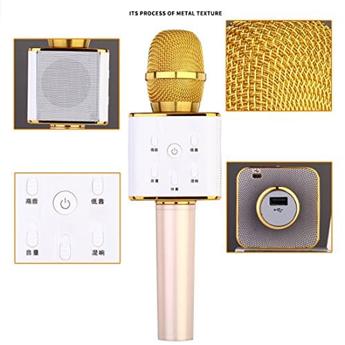 MakCreate Portable Microphone Speaker Mobile Audio Equipment Karaoke Microphone King of K Christmas Gift for Children God of Wheat Q7 Mobile Phone K Song K Universal Artifact