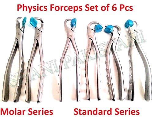 Physics Dental Extracting Forceps Standard Series+ Molar Series Set of 6 Piece