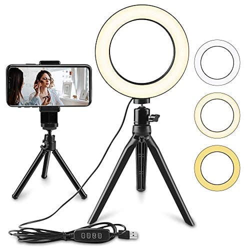 LED Selfie Ring Light,6 inch LED Circle Light,LED Video Camera Light,USB LED Desktop Lamp with Stand,Dimmable LED Fill Light,Makeup Beauty Light for YouTube/Live Stream/Photography/Portrait Lighting