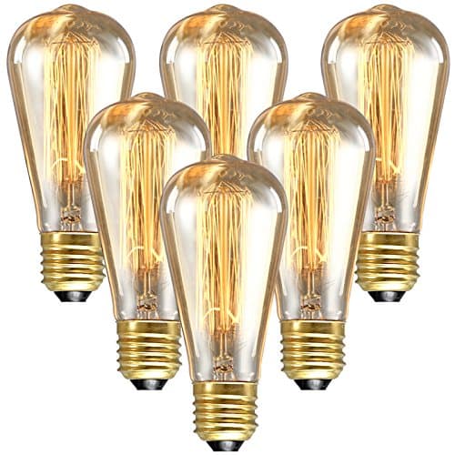 LONGYEE( TM ) 6 x Edison Style Vintage Light Bulb E27/E26 Screw Base ES 40W 110V ST64 - Squirrel Cage Shape
