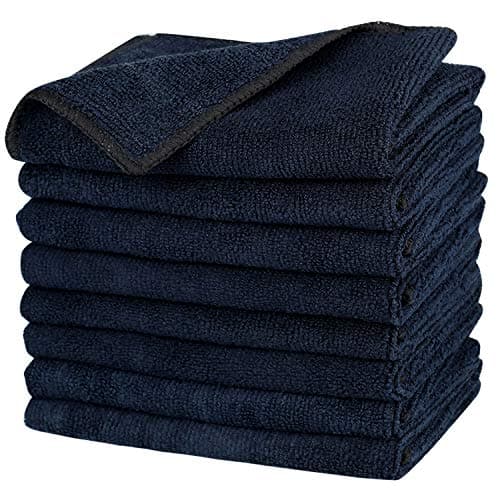 Microfiber Kitchen Dish Cloths Cleaning Cloths Super Soft, Absorbent and Antibacterial Dust Cloths, 12 x 12 Inch 8 Pack of Black