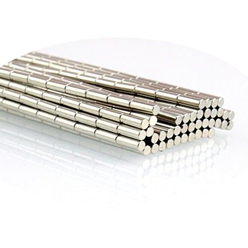 ZJWEI Small Multi-Use Refrigerator Magnets for Refrigerator, Science, Crafts - Tiny Round Disc, Sliver, 3MM x 4MM - Approximately, 100Pcs