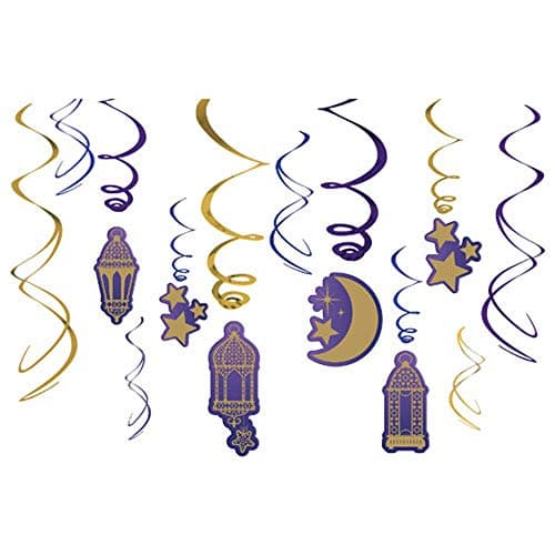 Ramadan 'Eid Mubarak' Hanging Swirl Decorations (12pc)