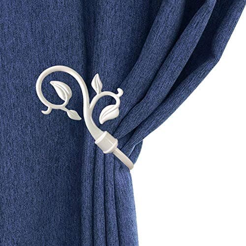 SweetGift One Pair Exquisite Curtain Holdbacks Window Decorative Curatin Hook Drapery European Leaf Wall Hanger (White)