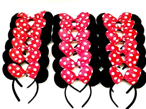 24 pc Mickey Mouse Ears Solid Black and Bow Minnie Headband for Boys and Girls Birthday Party (USA seller)