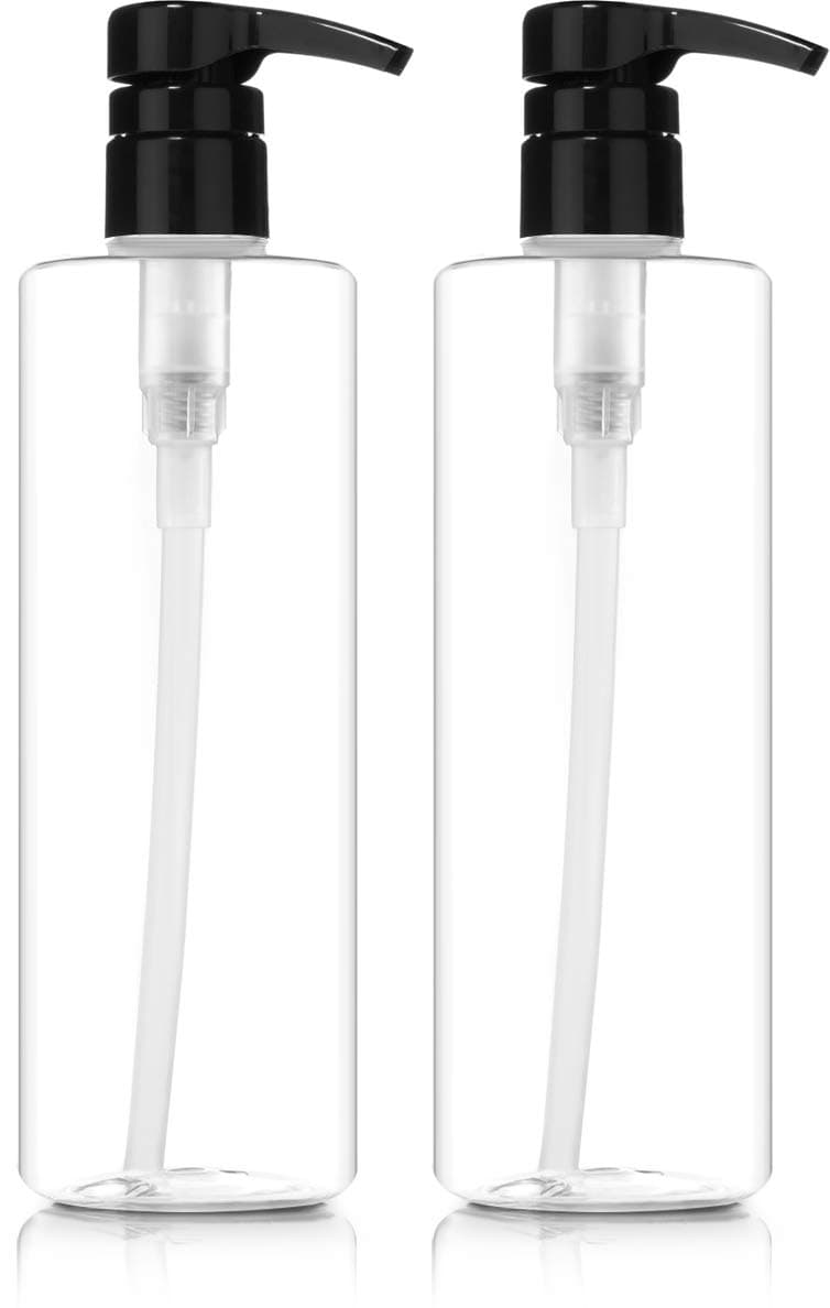 Crystal Clear Bottles with Black Pumps