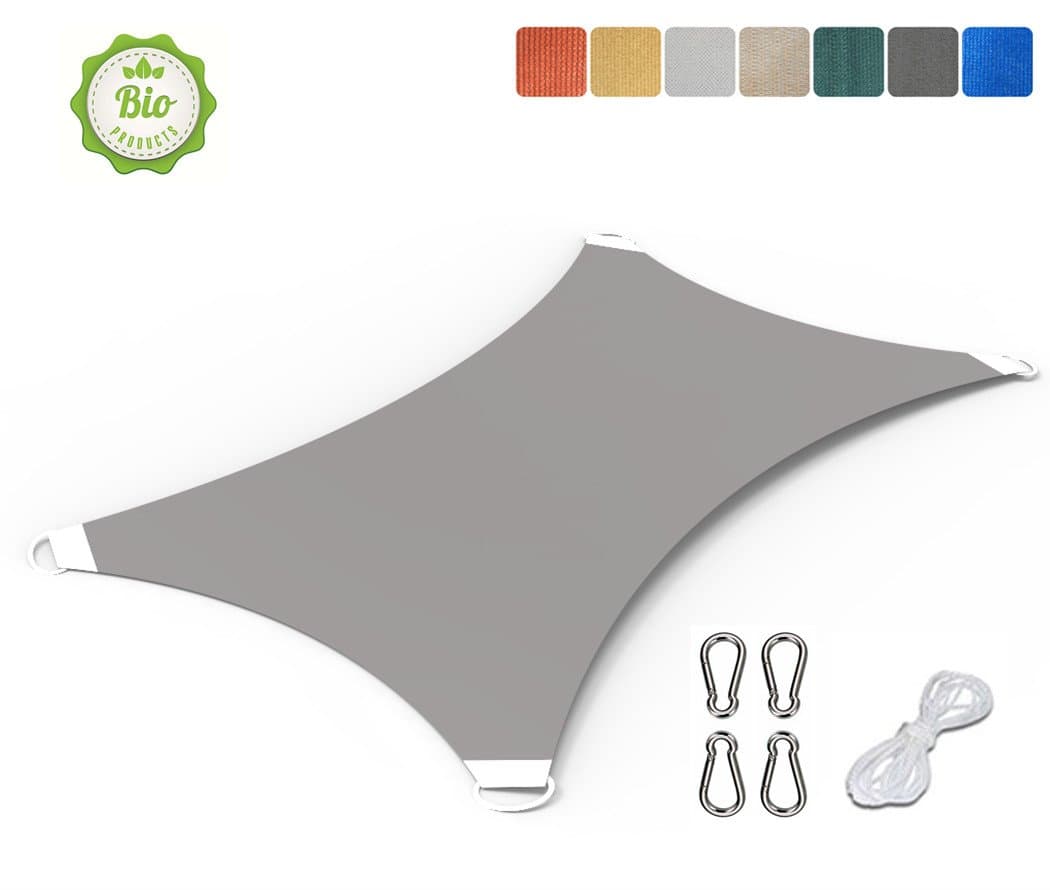 Sun Shade Sails Rectangle 15'x24' Customized Size Available Patio Garden UV Block (ECOLOGICAL MATERIAL) Gray