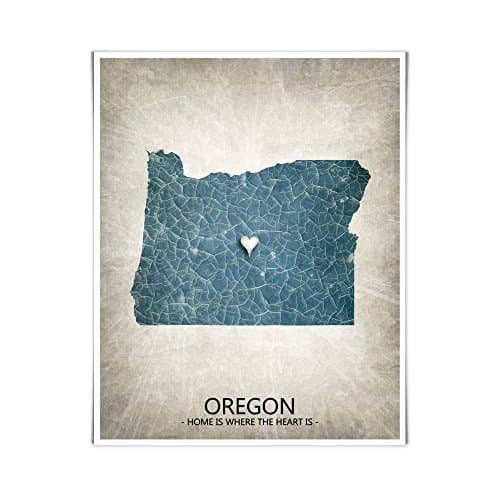 Oregon State Map Artwork Print 11x14 in Black - Original Artwork - Fine Art Print by TRArtStudios