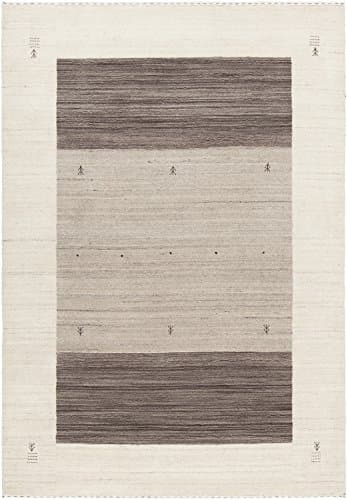 Chandra Rugs Elantra Rectangular Hand Knotted Contemporary Geometric Area Rug, 9' x 13', Cream/Brown