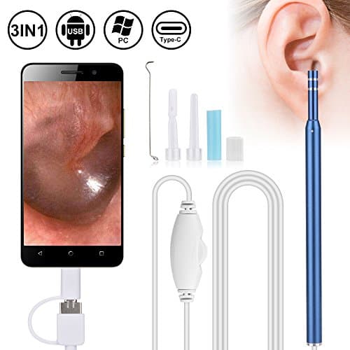 3 in 1 Earwax Remover Cleaning HD Visual Endoscope USB Ear Spoon 5.5mm Mini Camera Android PC Ear Pick Otoscope Borescope Tool Health Care