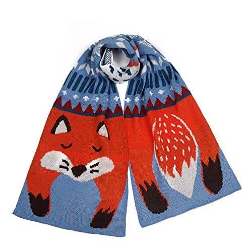 Cozy Design Women's Winter Knitted Scarf with Fox Pattern