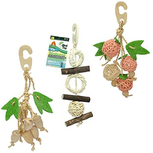 Sanko Natural Bird Chewing Toy 3 Items Bundle: Branches, Ball and Fruits (B04)