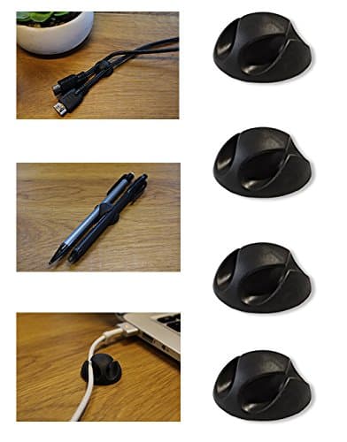 Cable Clips for Wire Organizing/Cable Management - Authentic 3M Self Adhesive for Long Lasting Hold (Black 4 Pack)