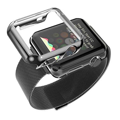 Apple Watch Replacement Band(Series 1),Bonus Case Included (same color),LAXTTO,38mm Black for Men Milanese Loop Stainless Mesh Strap with Magnet Lock (38mm Black)