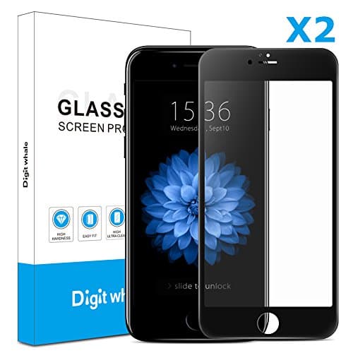 2-Pack iPhone 6/6s Screen Protector, DIGITWHALE 3D Full Curve Soft Edge 0.2mm Tempered Glass Screen Protector for iPhone 6s and iphone 6 4.7"-Black