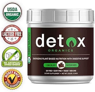 Chocolate Greens SUPERFOOD Powder - Amazing Taste - Organic Super Food Green Daily Vegetable Juice Smoothie Drink Supplement with Wheatgrass and 25+ Superfoods by Detox Organics
