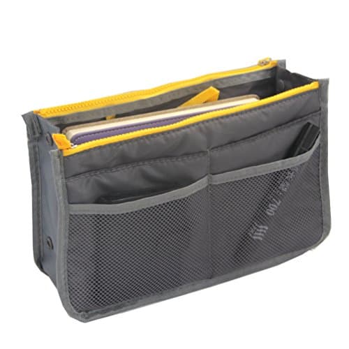 ColorMixs Designer Purse Organizer Insert Handbag Organizer Insert 13 Compartments ( Grey )